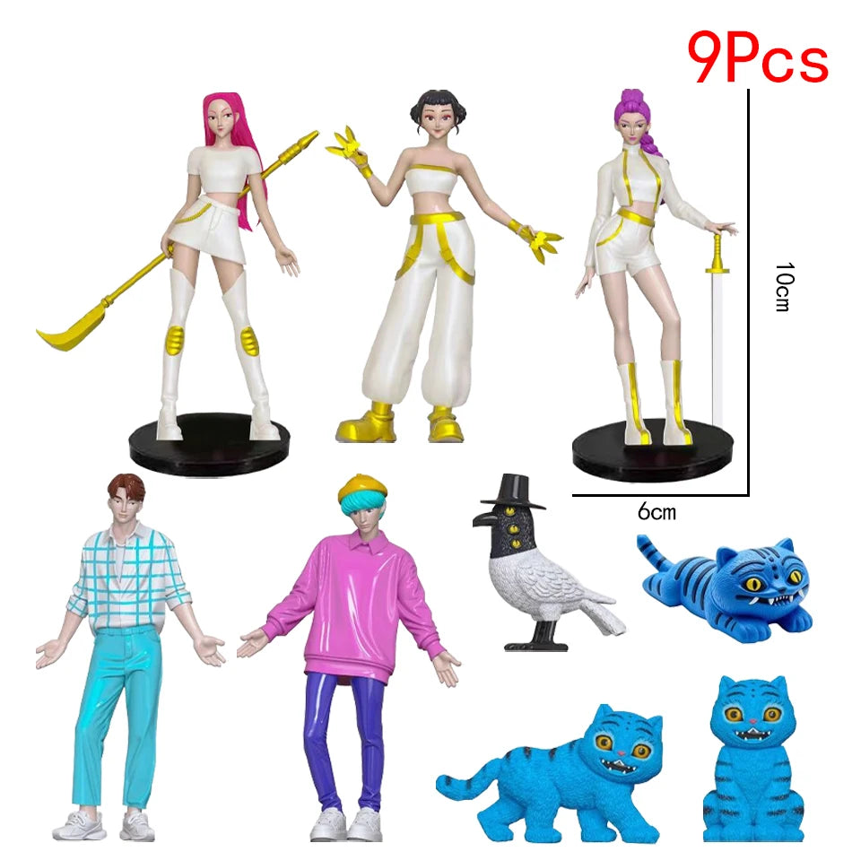 5-18pcs/Set Kpop Demon Hunters Action Figure Toy Derpys Tiger Rumi Mira Zoey Sussy Figurine Doll For Fans Gift Birthday Gifts