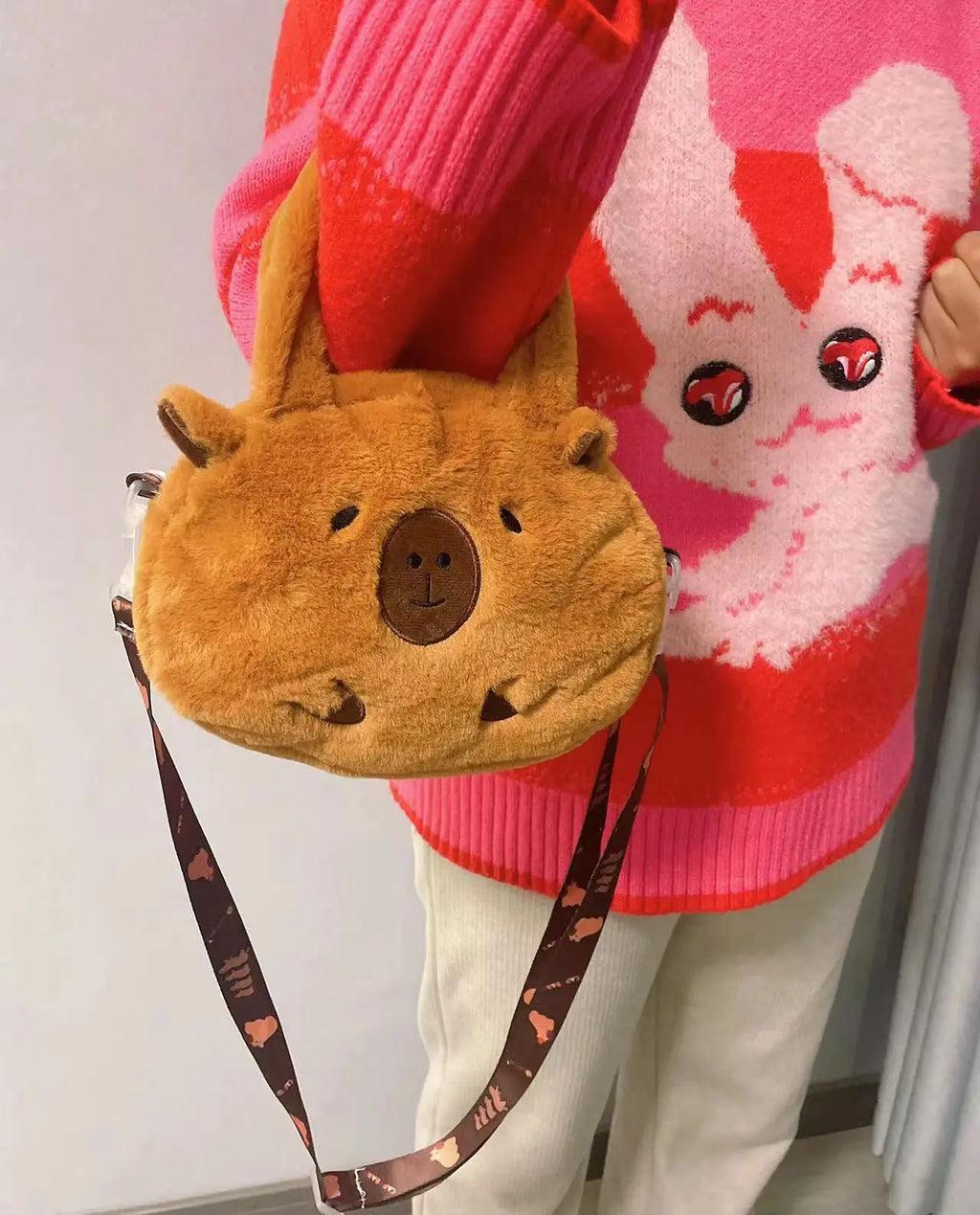 Cute new dolphin plush backpack,large capacity crossbody bag,soft handbag,multifunctional women's backpack cosmetic bag Capybara