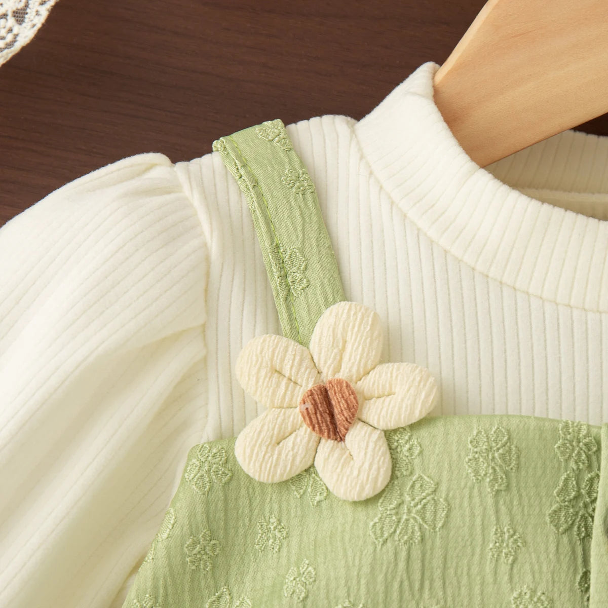 Spring And Autumn New Fake Two Piece Long Sleeve Baby Girl Dress, Sweet Bow Children'S Clothing For Babies Aged 0-3 Years