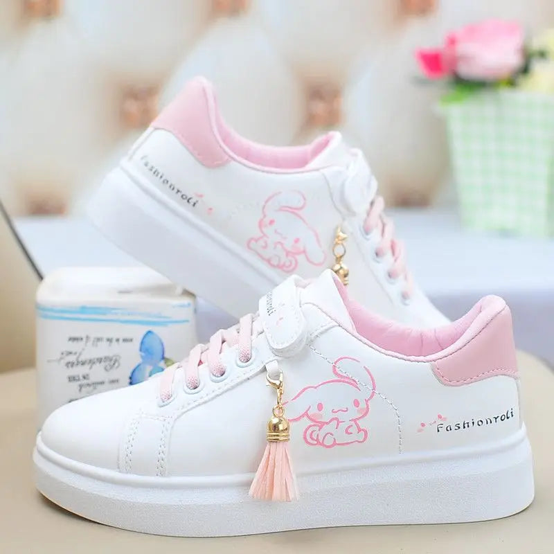 Sanrio hello kitty  spring autumn non-slip net shoes girl casual shoes cartoon board shoes kuromi sports shoes cute Sneakers