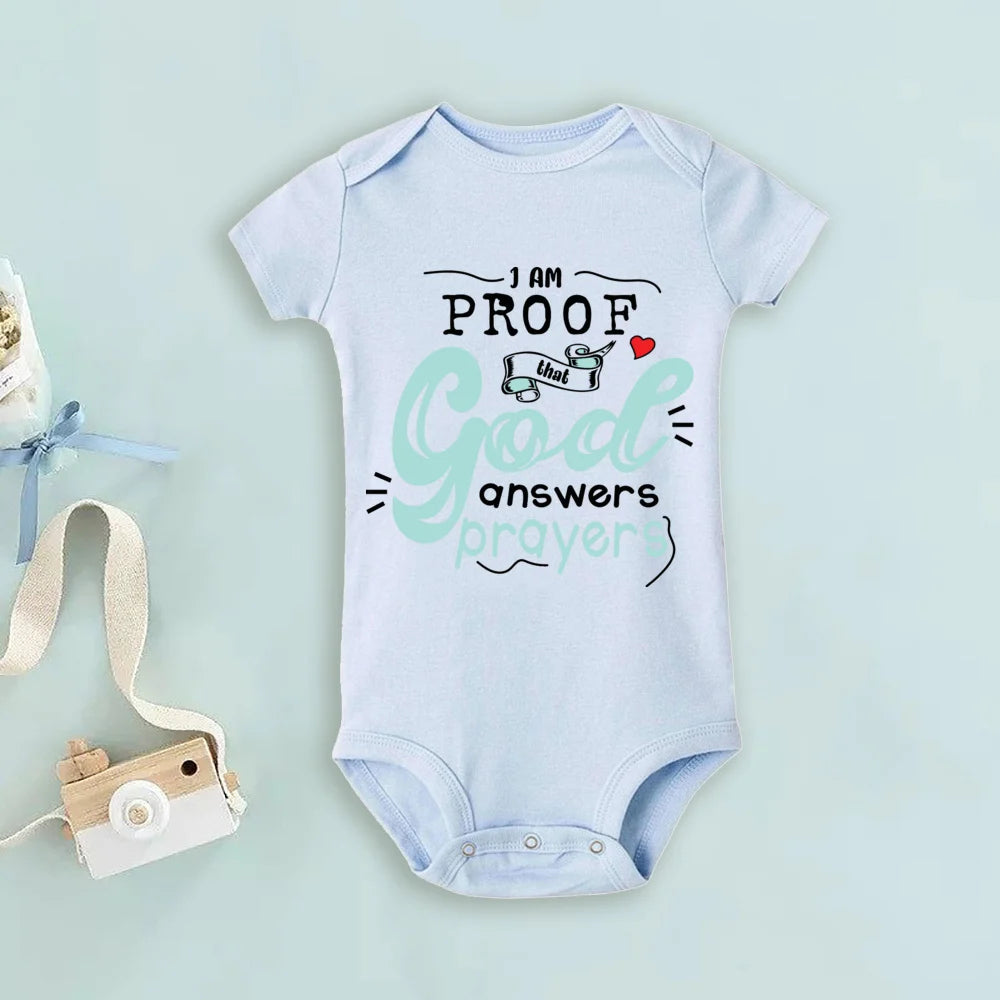 Proof That God Answers Prayers Baby Bodysuit Little Answered Prayer Romper Baby Announcement Bodysuits Newbron Shower Gift