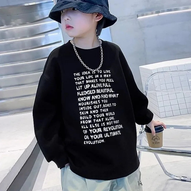 Letter Print T Shirt for Boy Kids T Shirts 2025 New Children's Clothing Boys T Shirt Clothes Top 7 8 Years From 12 Child 14 Tee