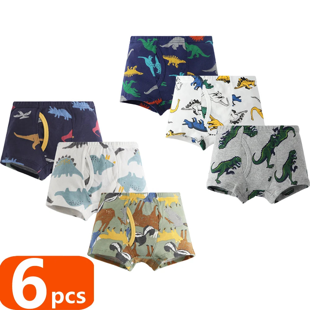 1/3/6 pcs Boys Boxer Briefs Sets 2025 New Kids Cotton Underwear Boy Underpants Teenager Dinosaur Print Soft Children Panties