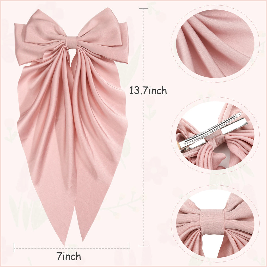 Multiple Elegant Large Bow Ribbon Clip for Women Fashion Simple Solid Satin Clip Ponytail Bow Hairpin Girls Hair Accessories