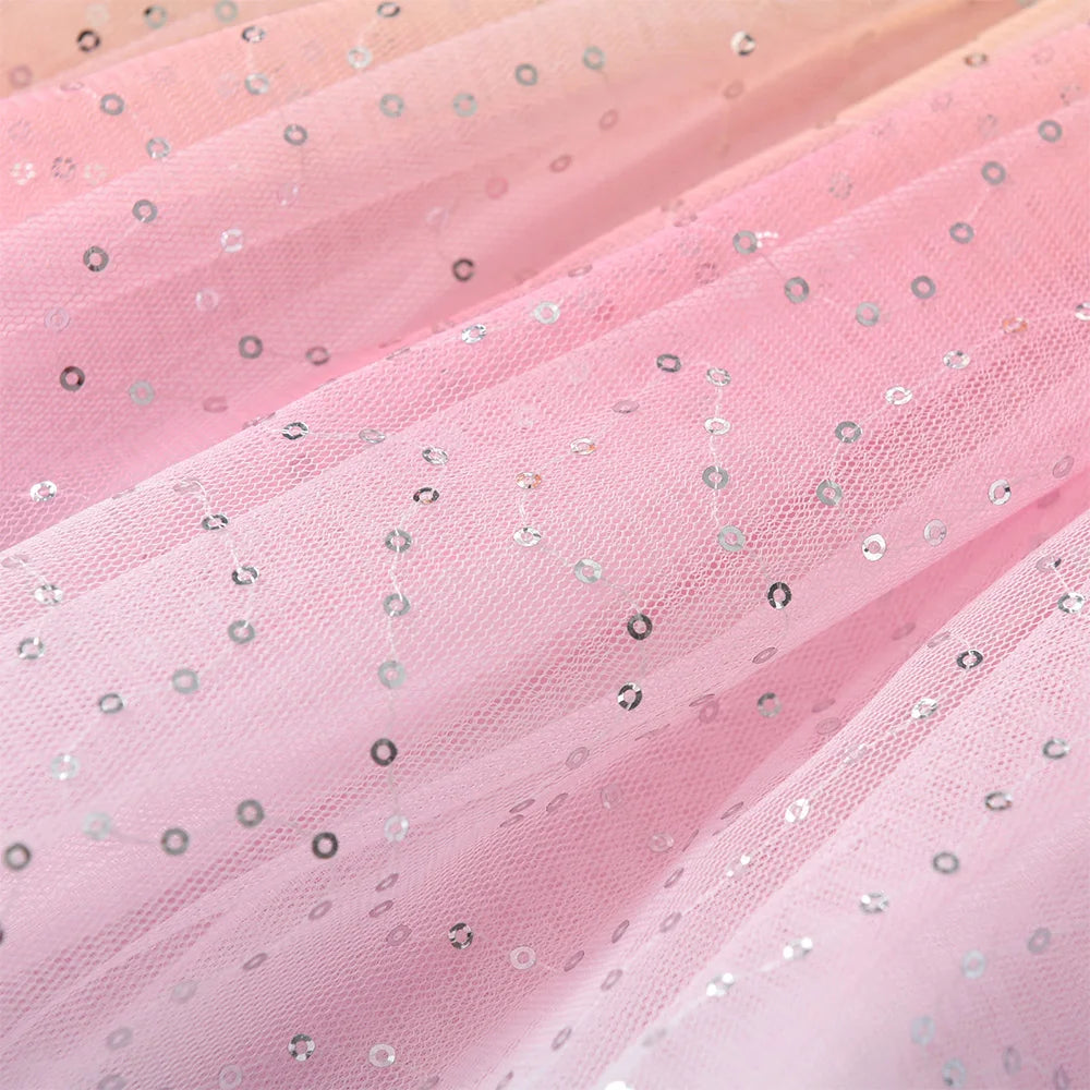 VIKITA Kids Flare Sleeve Summer Dress Girls Unicorn Flower Print Dresses Girls Pink Princess Birthday Party Gradient Cute Dress