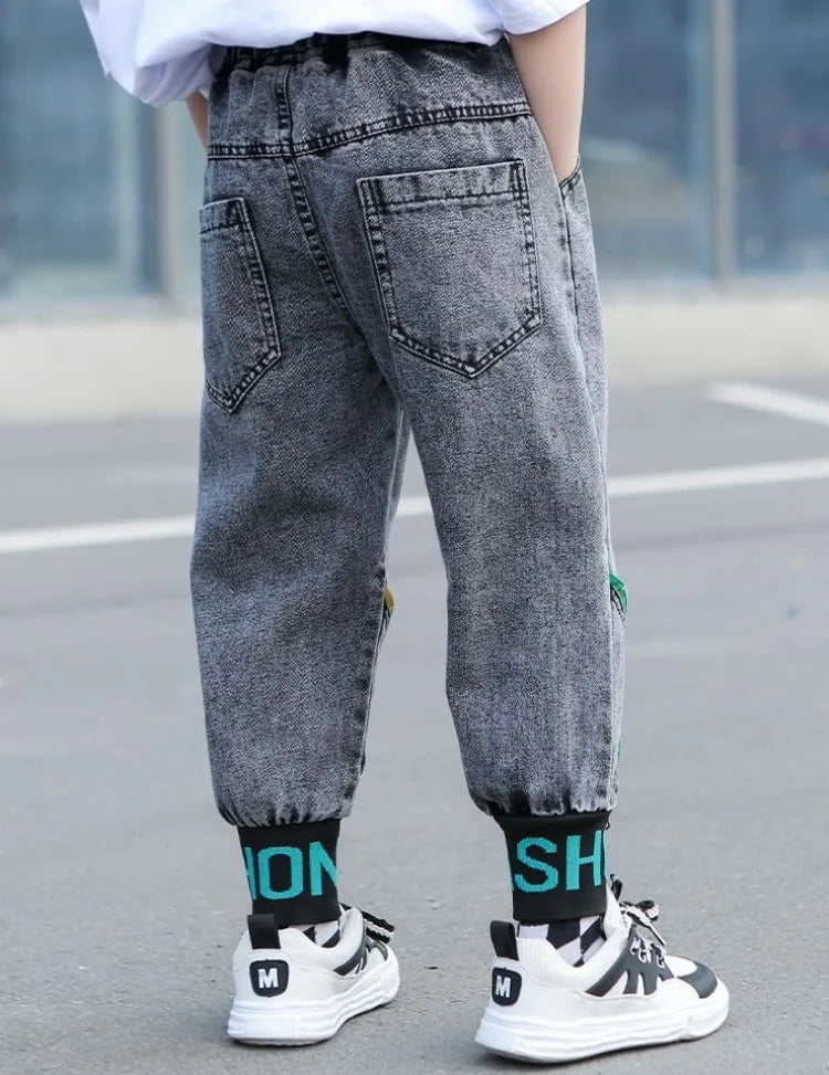 Kids' Loose Fit Dad Jeans for Boys & Girls, Big Kids Spring Autumn School Jeans, Stylish & Trendy Long Pants