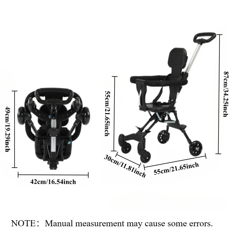 Foldable Baby Stroller Lightweight Infant Stroller with 360° Universal Wheel Soft Wide Seat Height Adjustable Halloween Gifts