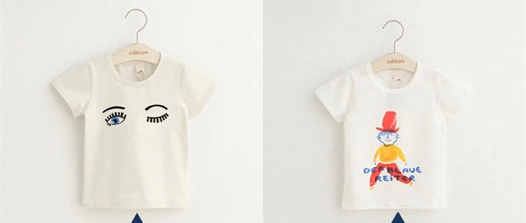 2025 Summer 2 3 4 6 8 10 Years Children Cotton Cartoon Star Bird Cat Rabbit Animal Print Short-Sleeve T-Shirt For Kids Baby Girl