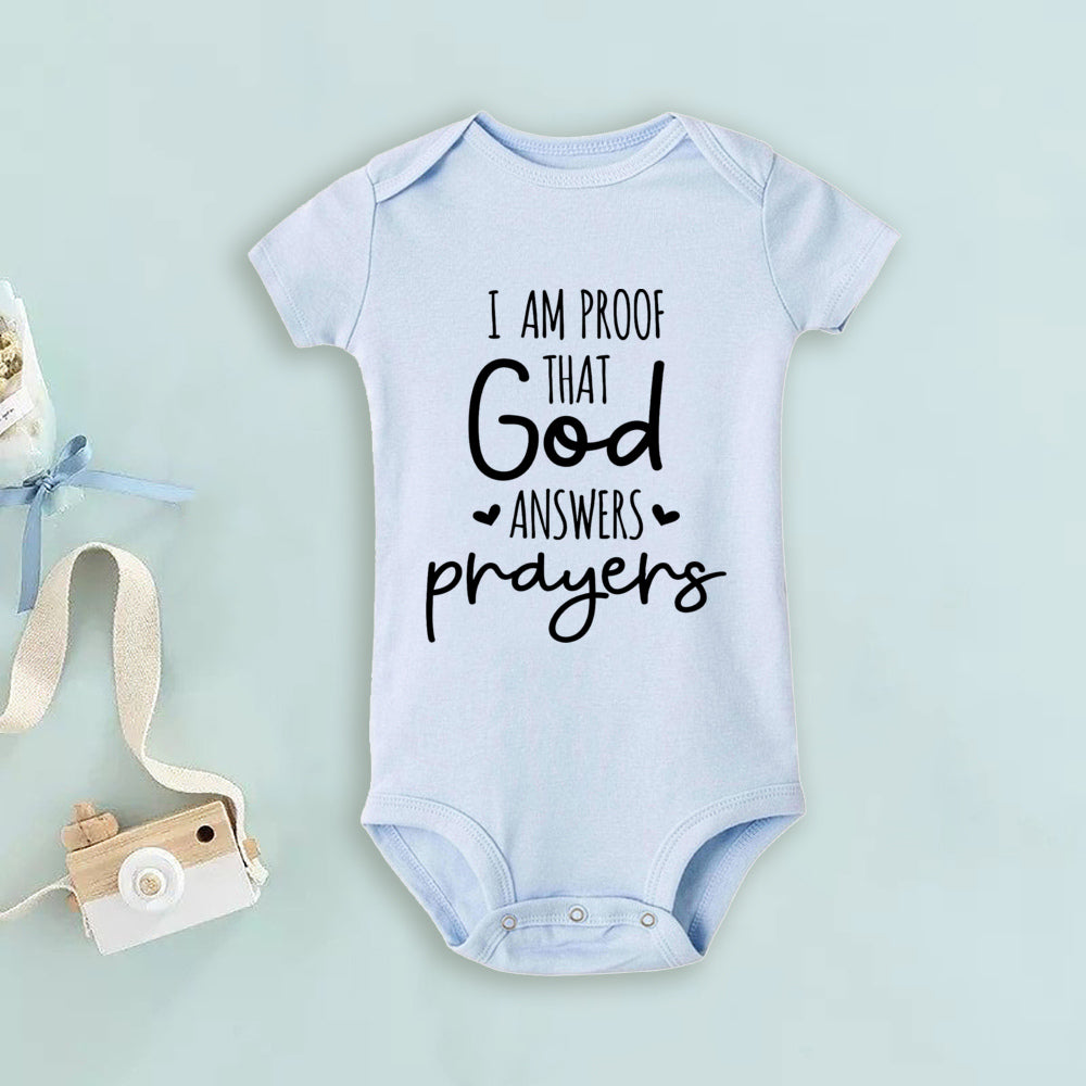 Proof That God Answers Prayers Baby Bodysuit Little Answered Prayer Romper Baby Announcement Bodysuits Newbron Shower Gift
