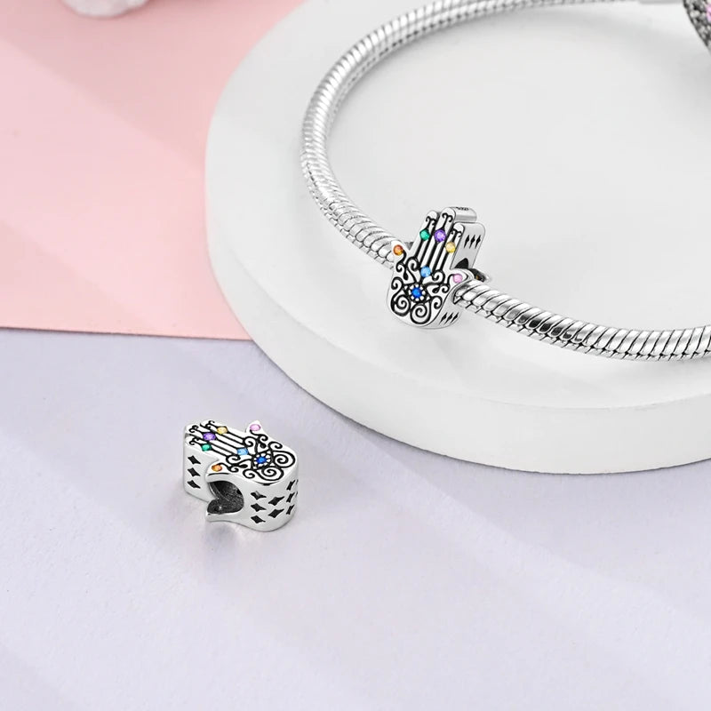 Hot Sales 925 Sterling Silver Charms Beads Devil's Eye Fatima's Hand Cross Beads Fit Original Bracelet Women DIY Jewelry Gifts