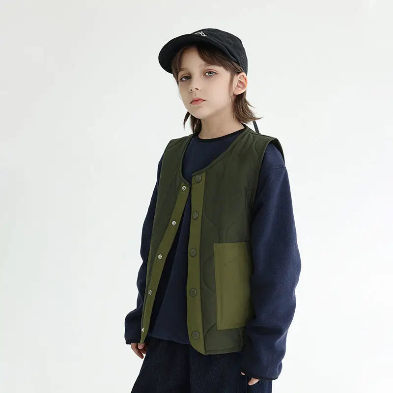 2025 New Winter Boys' Vest Stylish Children's Winter Jacket Baby Boy Sleeveless Waistcoat Outerwear for Toddler Boys