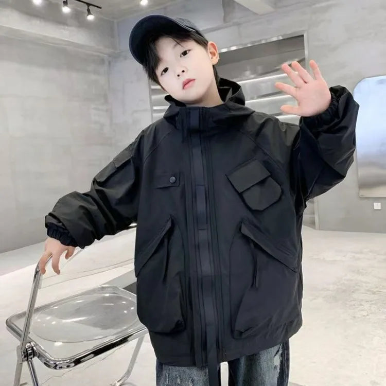 2025 New Boys Windbreaker Jacket Spring Autumn Waterproof Windproof Youth Unisex Stylish Outdoor Jacket for Kids