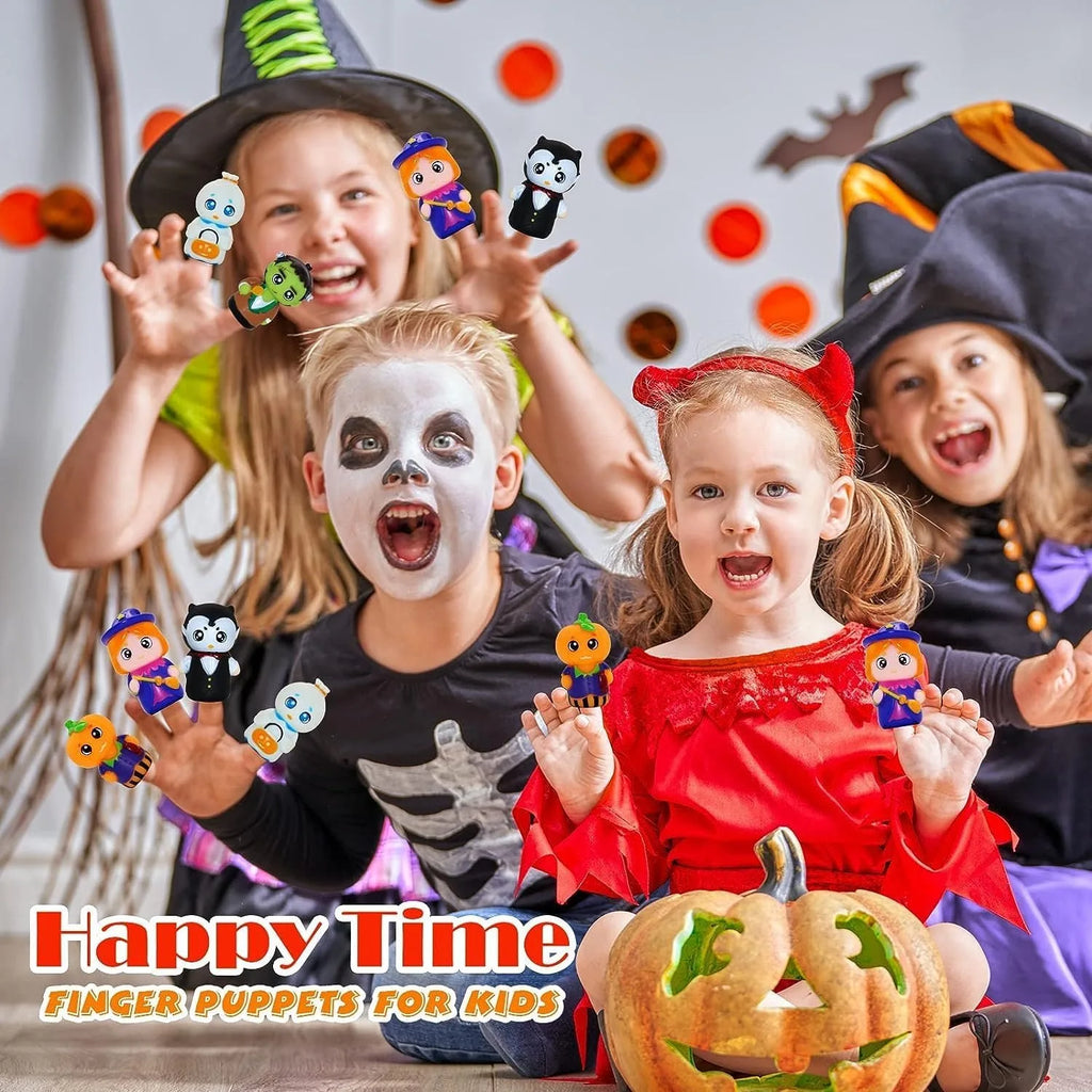 Halloween Finger Puppets Ghost Vampire Witch Pumpkin Frankenstein Characters Finger Puppets Set for Party Favors Pretend Play