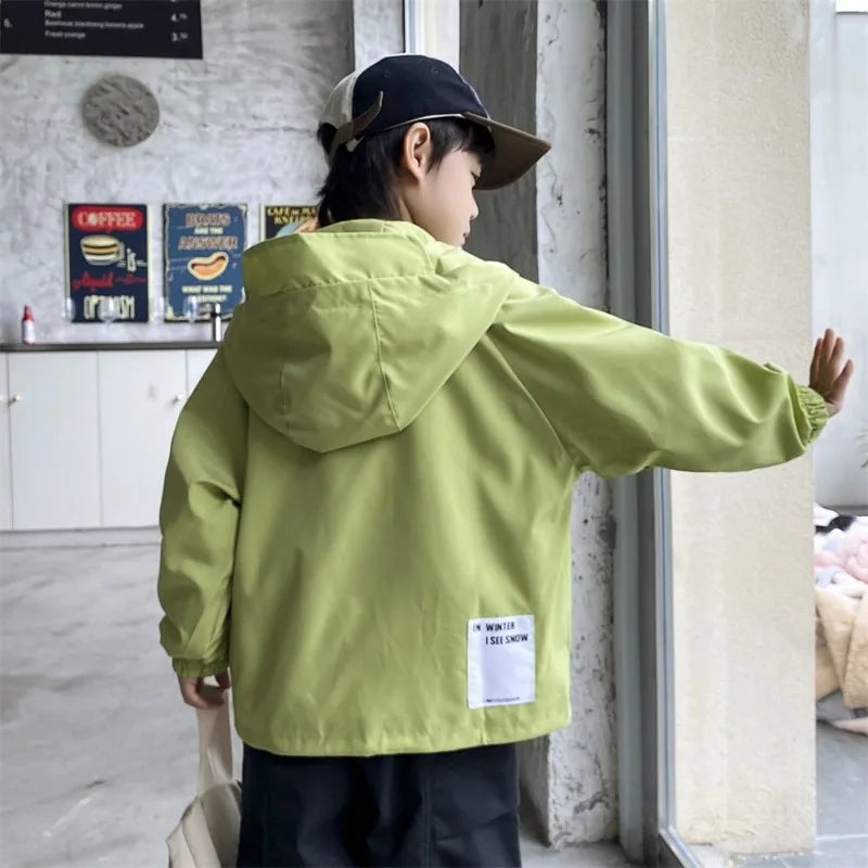 2025 New Kids Outdoor Jacket Unisex Sporty Design Spring Autumn Wear Trendy Waterproof Windproof Jacket for Boys Girls Ages 8-14