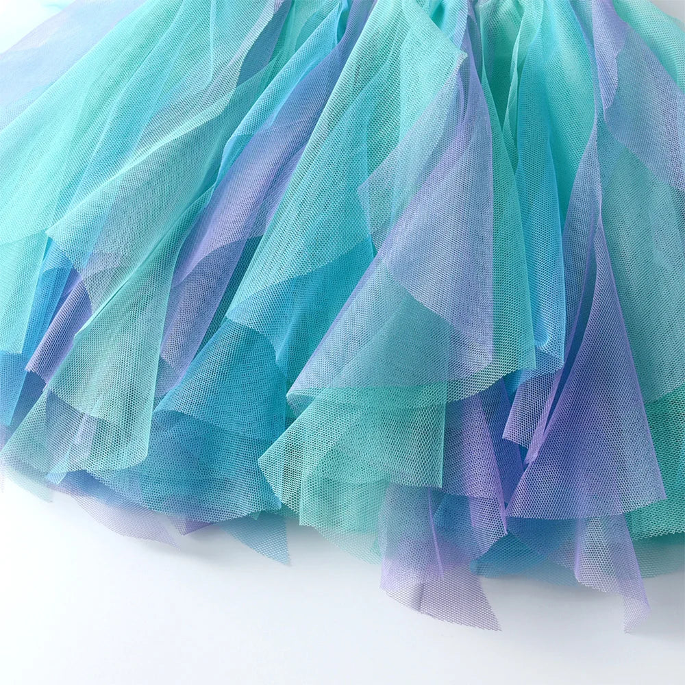 VIKITA Girls Tutu Skirts Kids Princess Birthday Party Ballet Dancing Pettiskirts Children Gradient Ball Gown Kids Blue Skirts