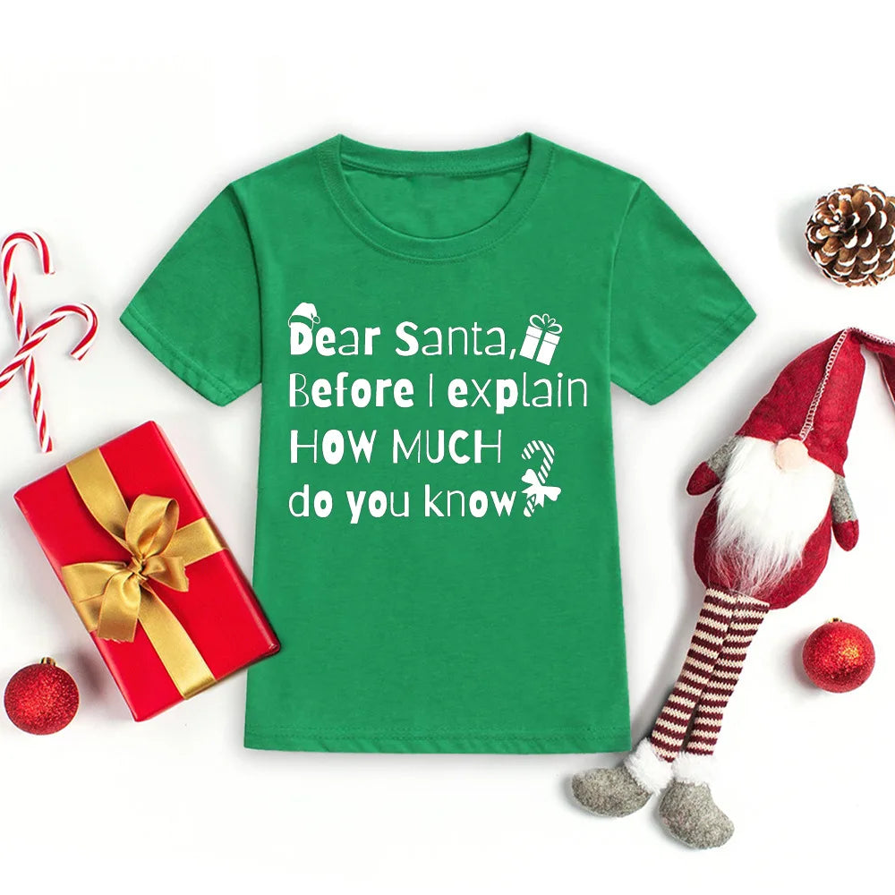 Christmas Kids T-shirt Xmas Boys Girls Clothes Christmas Party Kid Gift Shirts Xmas Children Short Sleeve Shirt Child Outfits