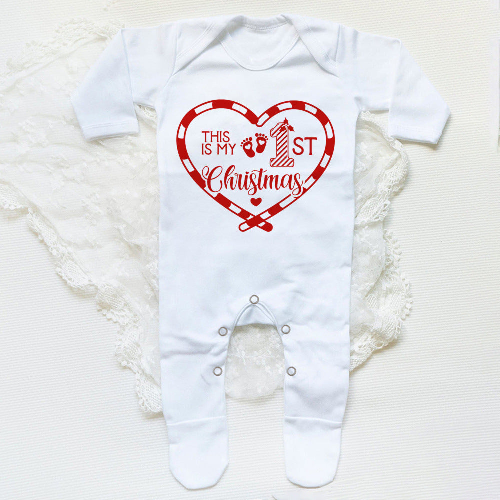 1st Christmas Babygrow Sleepsuit Boys Girls Cute Clothes Baby First Christmas Gift Toddler Xmas Sleepsuit Baby White Bodysuit