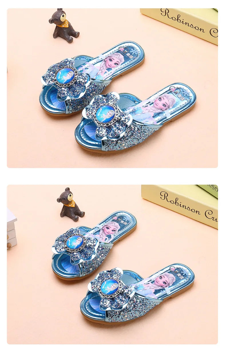 Disney Girls' Sandals Slippers Summer Party Shoes Soft Soled Baby Shoes Frozen Elsa Princess Outdoor Children's Slippers