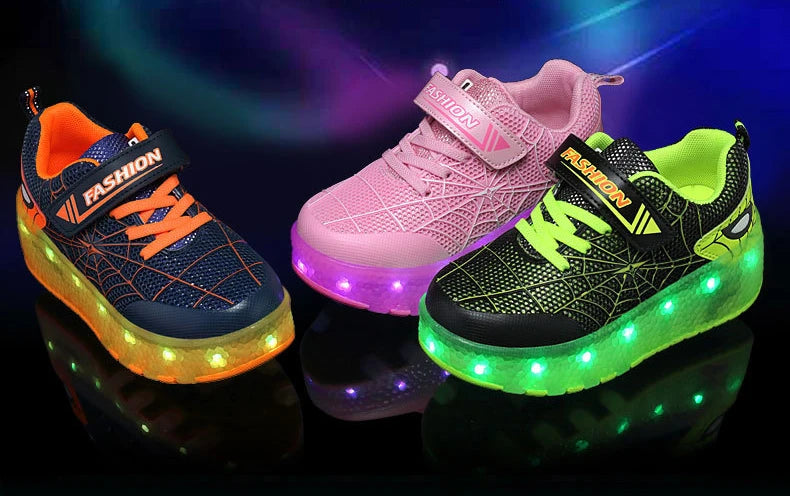 Boys Girls Roller Shoes LED Light Up USB Charging Children Roller Skate Casual Skateboarding Shoes Sports Shoes Kids Sneakers