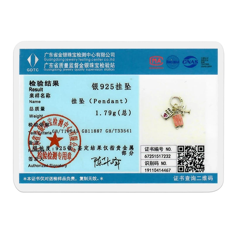 Pink Series Original 925 Sterling Silver Charm Bead Travel Airplane Pendant Fit Original Bracelet Necklace For Women DIY Gift