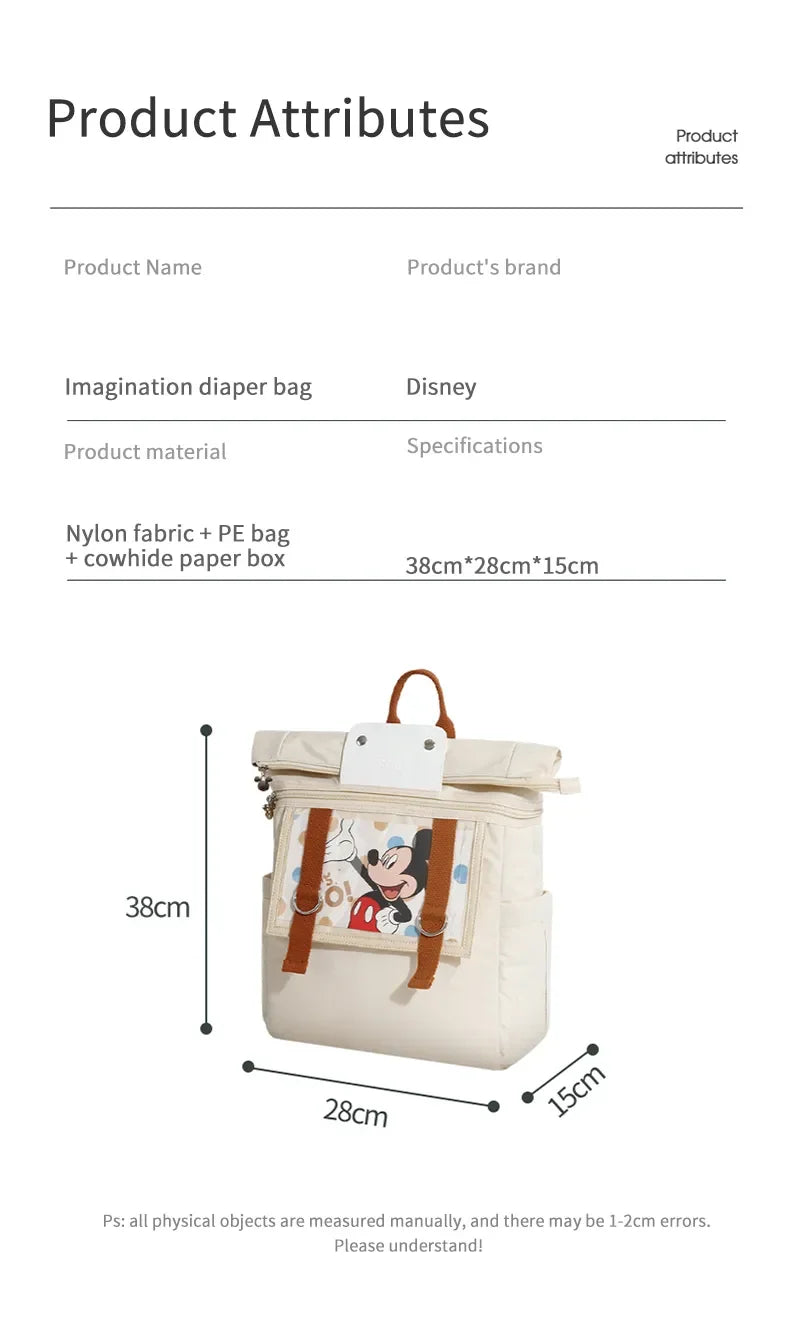 Disney Mickey New Diaper Bag Backpack Cartoon DIY Baby Diaper Bag Backpack High Quality High Capacity Baby Bag Multi Functional