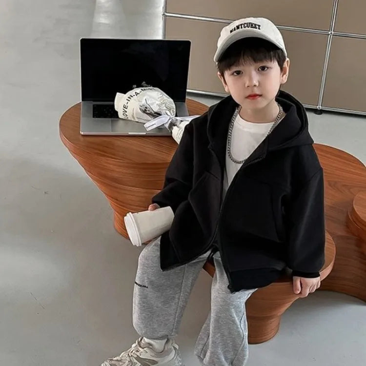 2025 New Boys' Toddler Autumn Spring Stylish Fashionable Hooded Hoodie Jacket - Cute Baby Kids Outerwear Top