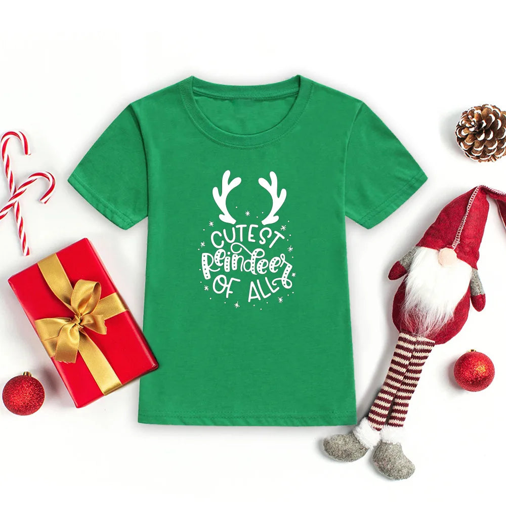 Christmas Kids T-shirt Xmas Boys Girls Clothes Christmas Party Kid Gift Shirts Xmas Children Short Sleeve Shirt Child Outfits