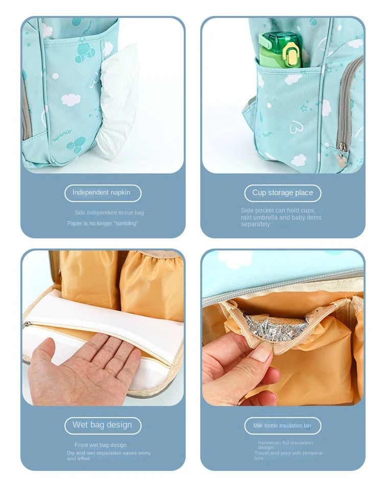 Disney Mickey Original New Diaper Bag Backpack Luxury Brand Baby Diaper Bag Large Capacity Multi-function Cartoon Baby Bag