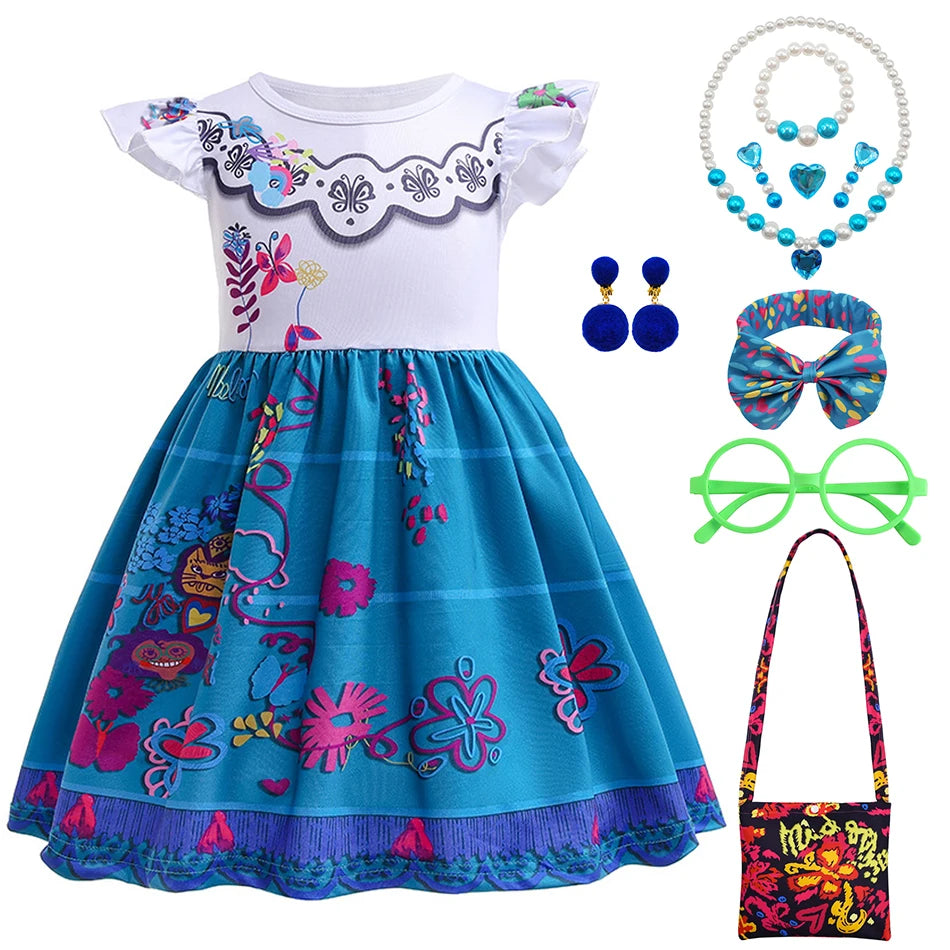 Mirabel Isabela Cosplay Princess Dress Kids Encanto Charm Costume Girls Halloween Children's Day Birthday Party Holiday Clothes