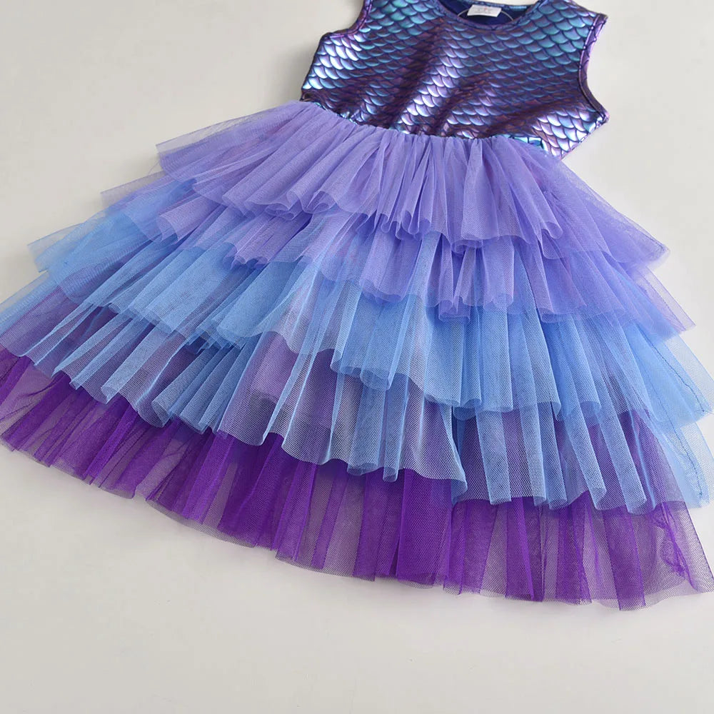 Girls Perform Mermaid Dress Children Princess Tutu Dress Toddlers Summer Prom Dresses Kids Birthday Party School Casual Clothes