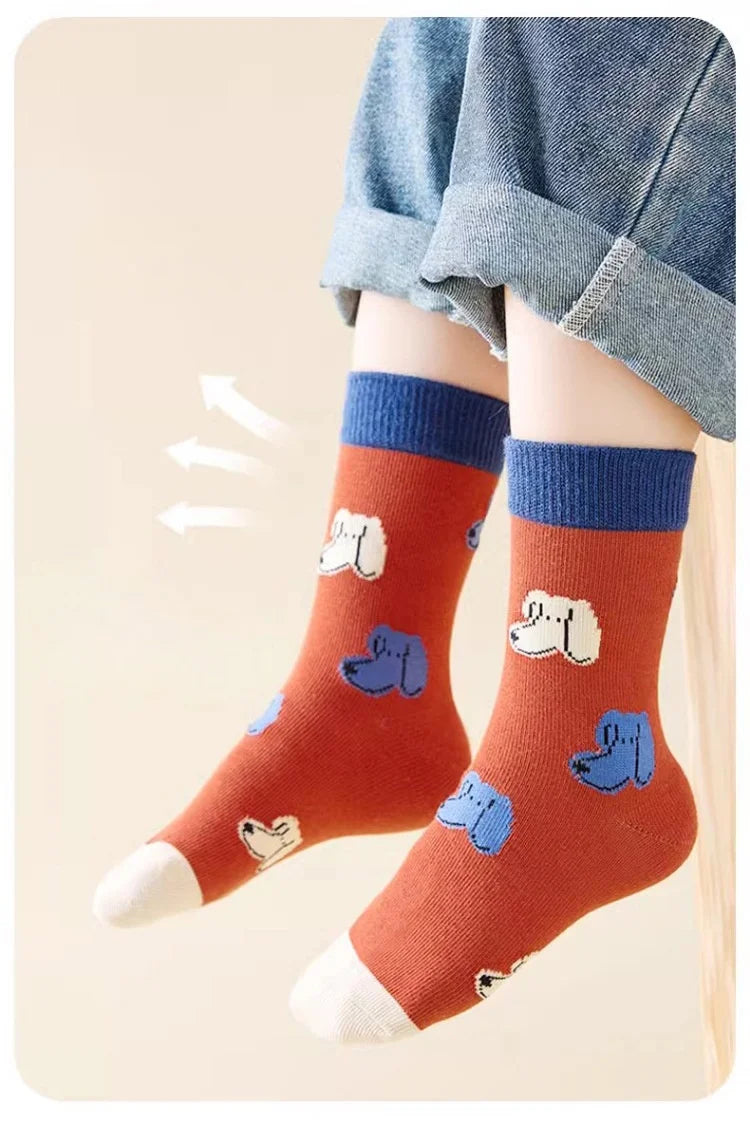 Baby Socks Children Autumn 5 Pairs New Cotton Socks Kids Sock 1-14T Boys Funny Puppy Pattern Socks