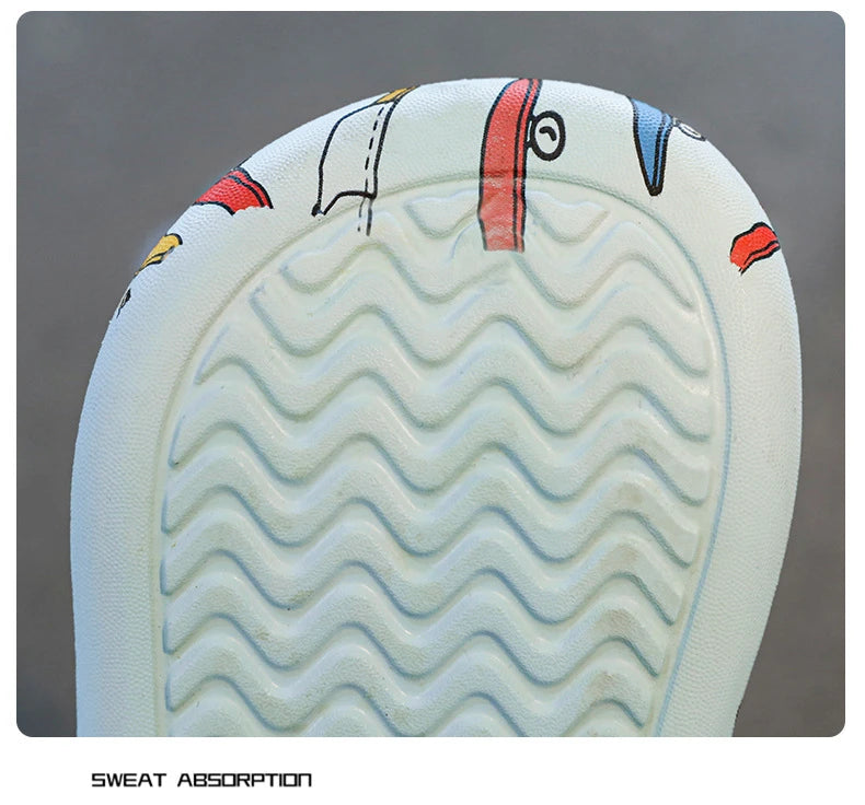 Kids'Sandals PU Leather Summer Beach Shoes Printing For Children Breathable Soft Thick Bottom Khaki Yellow Shoes Size 26-38