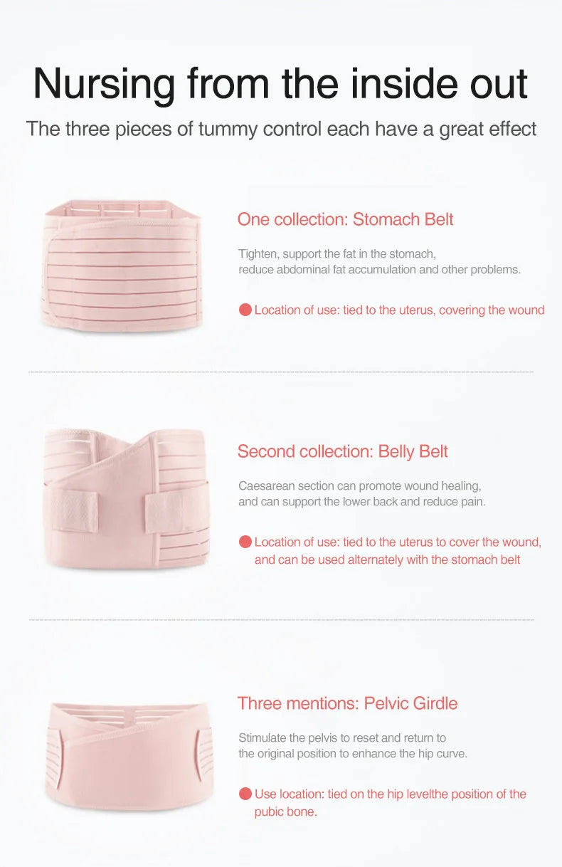 3in1 Postpartum Belly Band Breathable Maternity Support Belt Shapewear for after Pregnancy Women's Abdominal Compression Band
