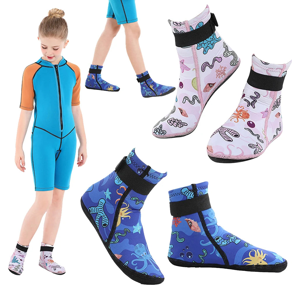 Kids Neoprene Water Socks Sand Socks Anti-slip Wetsuit Socks Adjustable Toddlers Diving Socks Keep Warm for Water Sports