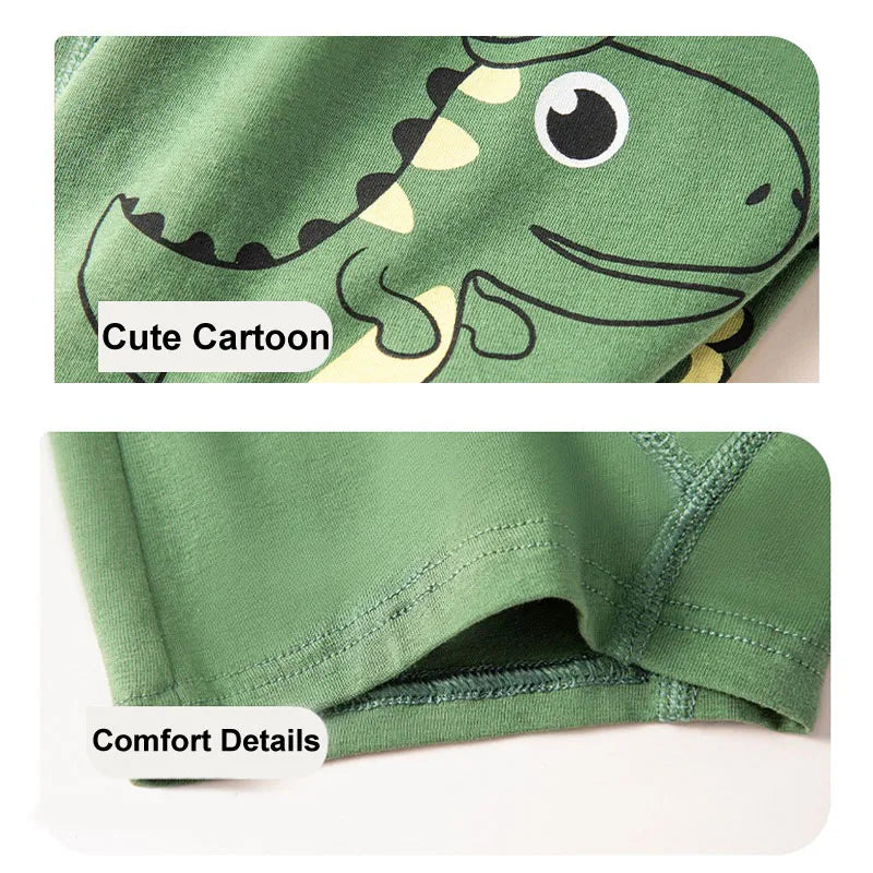 4/8 Pieces Dinosaur Pattern Printed Boys Boxer Briefs High Quality Cotton Kids Boxers Breathable Children Underwear For 3-12T