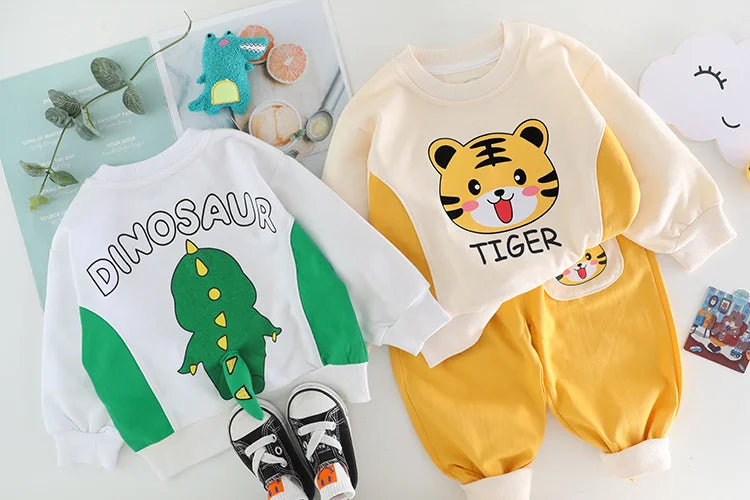 New Spring Autumn Baby Clothes Children Boys Girls Cartoon T-Shirt Pants 2Pcs/Sets Toddler Casual Costume Infant Kids Tracksuits