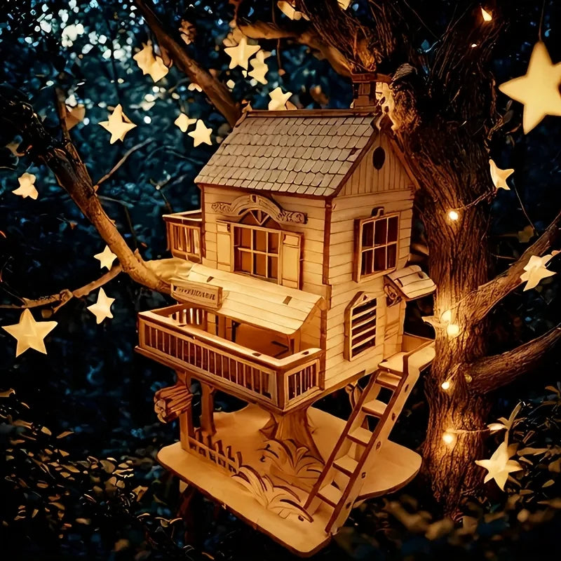 3D Jigsaw Puzzle House Treehouse Villa Model Kit DIY Dolls House Building Model Craft Birthday Christmas Gift for Adults Teens