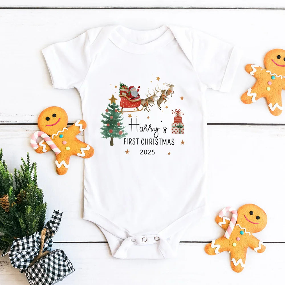 Personalised Baby First Christmas Rompers Newborn First Christmas Outfit Babies 1st Xmas Gift Idea Little Reindeer Xmas Cloth