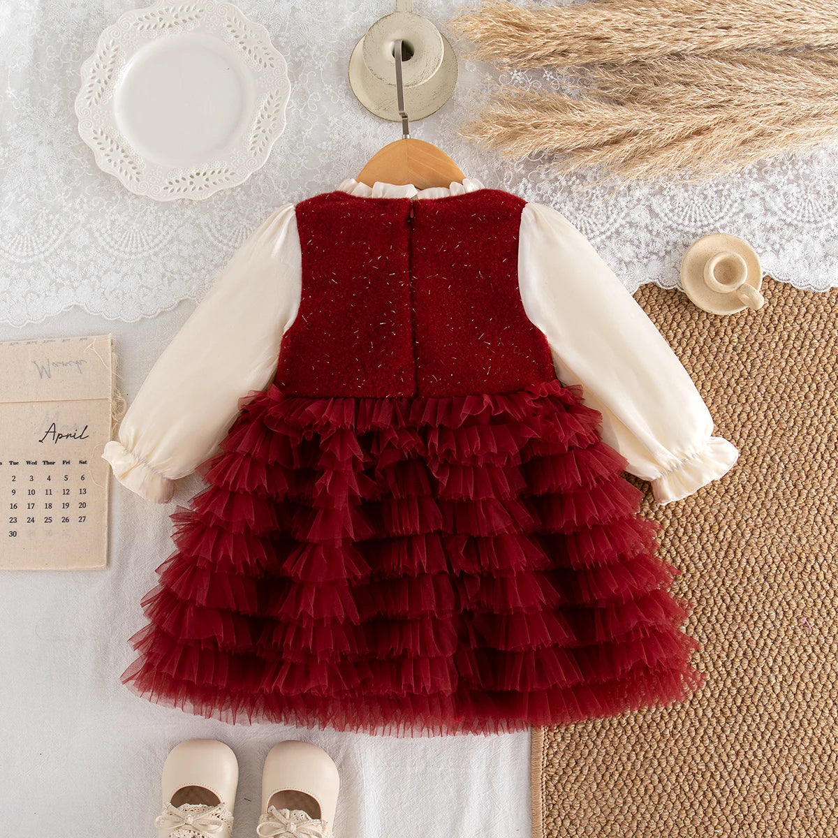 Christmas Party Dress! Winter New Red Bow Baby Girl Dress, Princess Style Children'S Clothing (9 Months -3 Years Old)