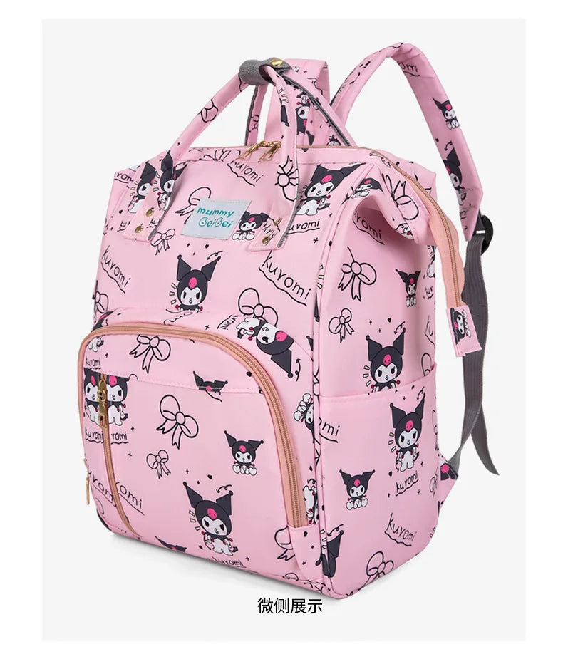 Kuromi New Diaper Bag Backpack Cartoon Cute Baby Diaper Bag Backpack Multifunctional Fashion Lightweight Baby Bag Large Capacity