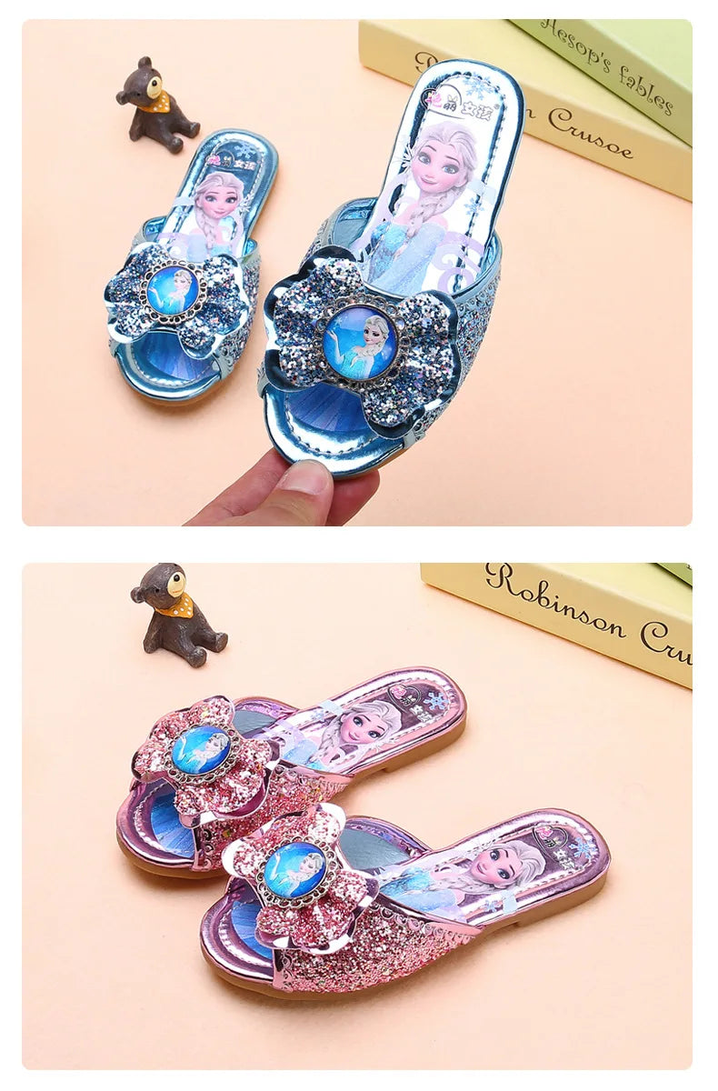 Disney Girls' Sandals Slippers Summer Party Shoes Soft Soled Baby Shoes Frozen Elsa Princess Outdoor Children's Slippers