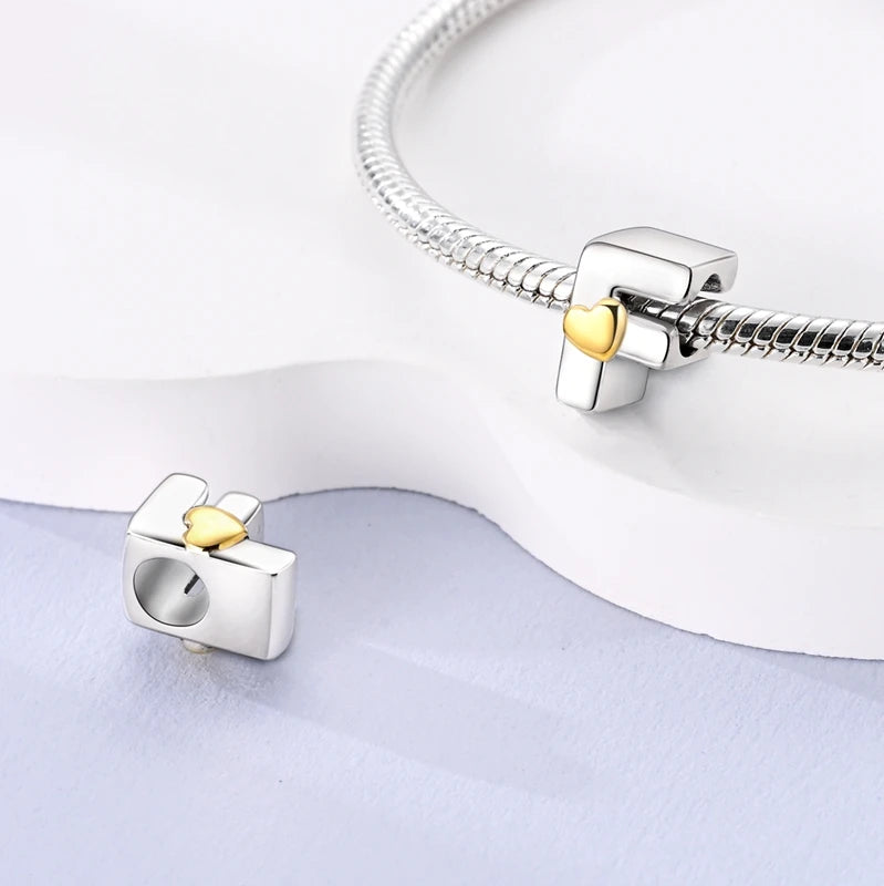 925 Sterling Silver DIY Alphabet Charms Beads LOVE Heart Letter Fit Original Bracelet Bangle Necklace Jewelry Marking Gift