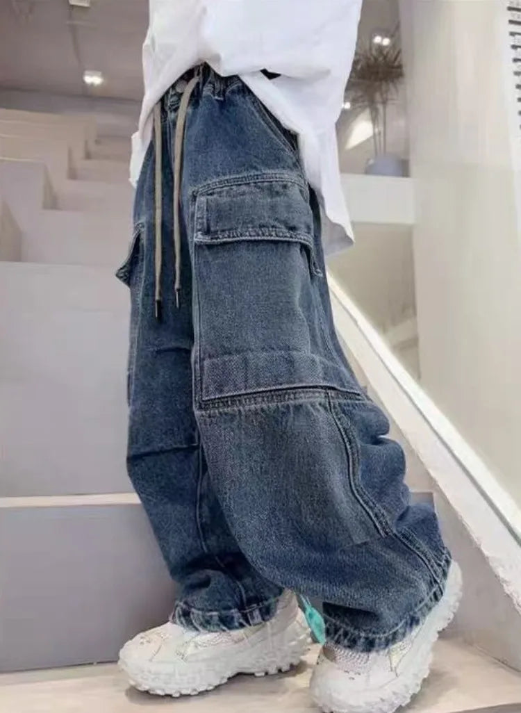 Boys Workwear Jeans Thin Spring 2025 New Style Casual Cargo Pants for Kids 3-8 Years Old