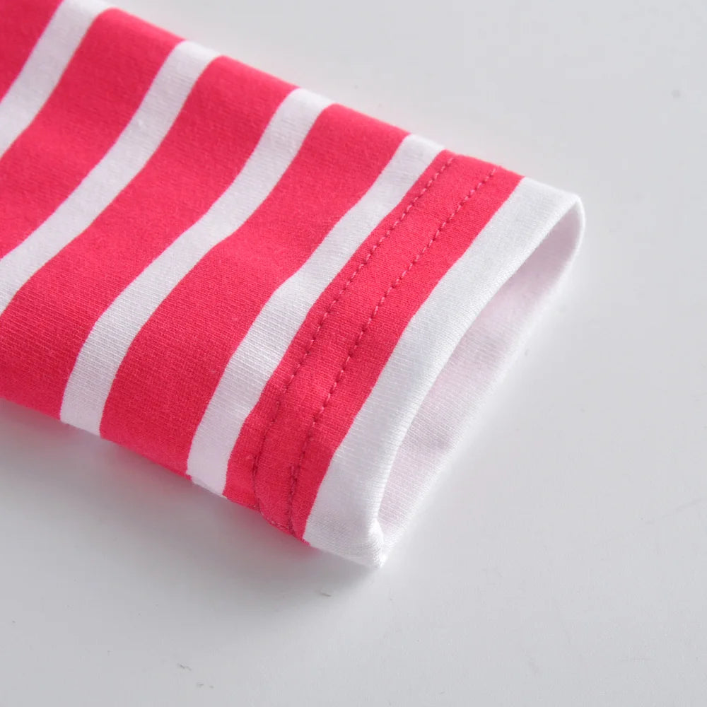 VIKITA Girls Flare Sleeve Autumn Spring Dress Kids Licorne Print Striped Dress Girls Cotton Casual Daily School Straight Dresses