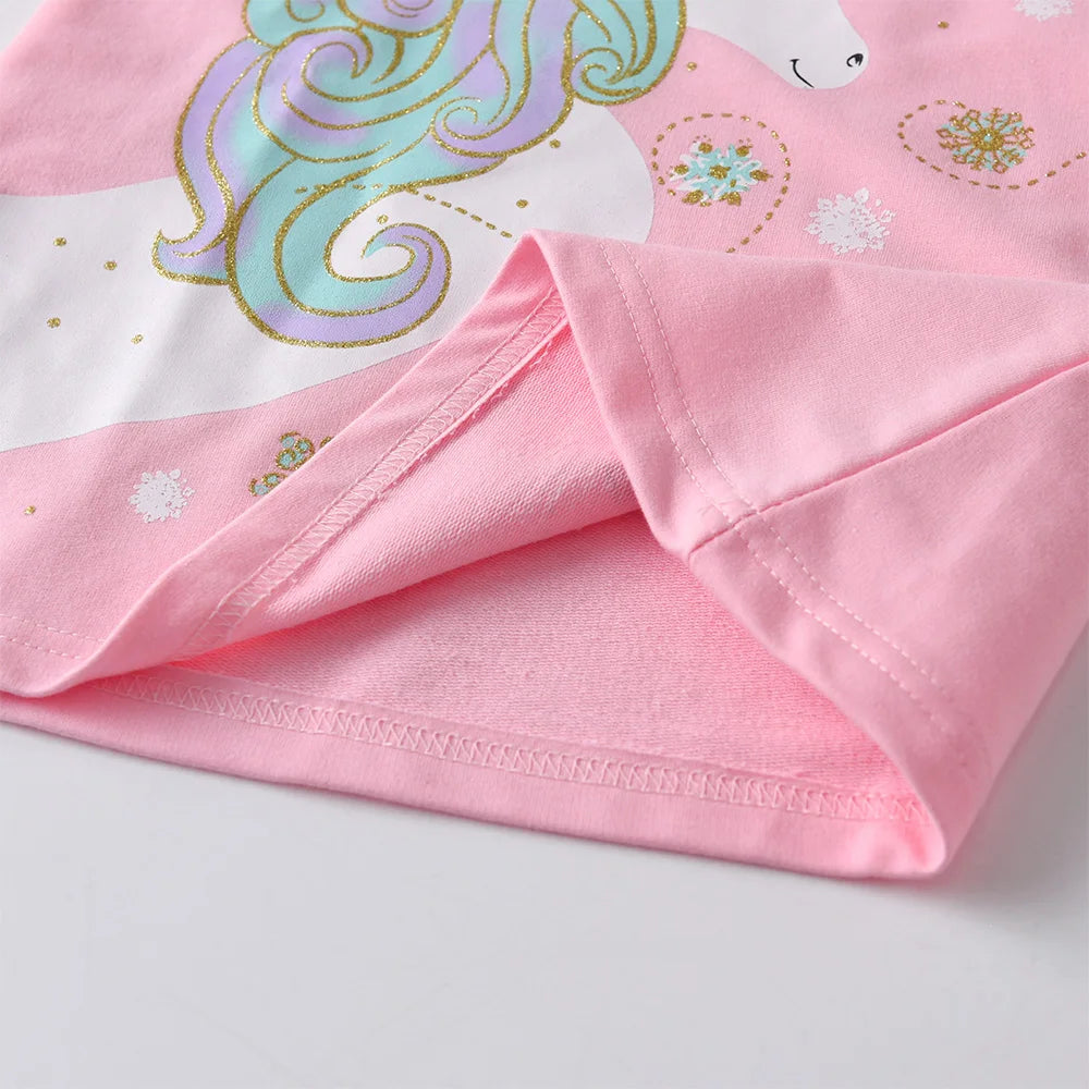 VIKITA Girls Hooded Dress Kids Pink Thick 100% Cotton Street Style Dresses Kids Pink Long Sleeve Autumn Spring Staight Frocks