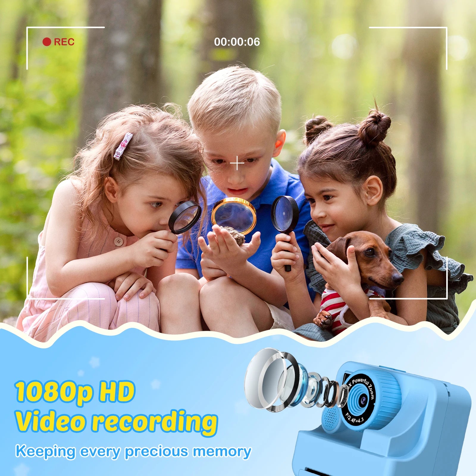 New Bee Kids Instant Print Camera 1080P HD Dual Lens Selfie 32GB Digital Camera for Girls Boys Christmas Birthday Gifts Toys