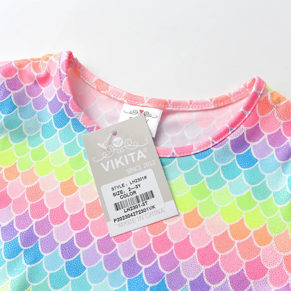 VIKITA Meerjungfrauen-Tutu-Kleid für Teenager und Mädchen, farbenfroh, gestuft aus Tüll und Netzstoff, Prinzessinnenkleid, Kostüm für Kinder von 3-12 Jahren