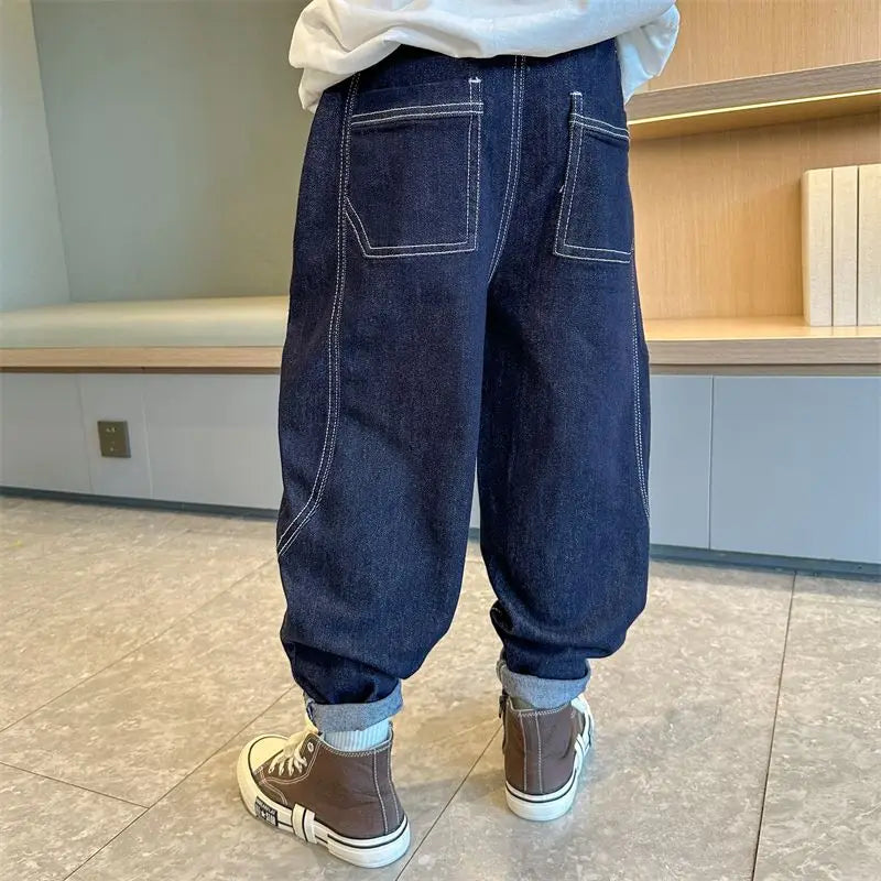 Designer Boys Autumn Winter 2025 New Casual Stretchable Denim Jeans Long Pants Boys' Fashionable Trousers