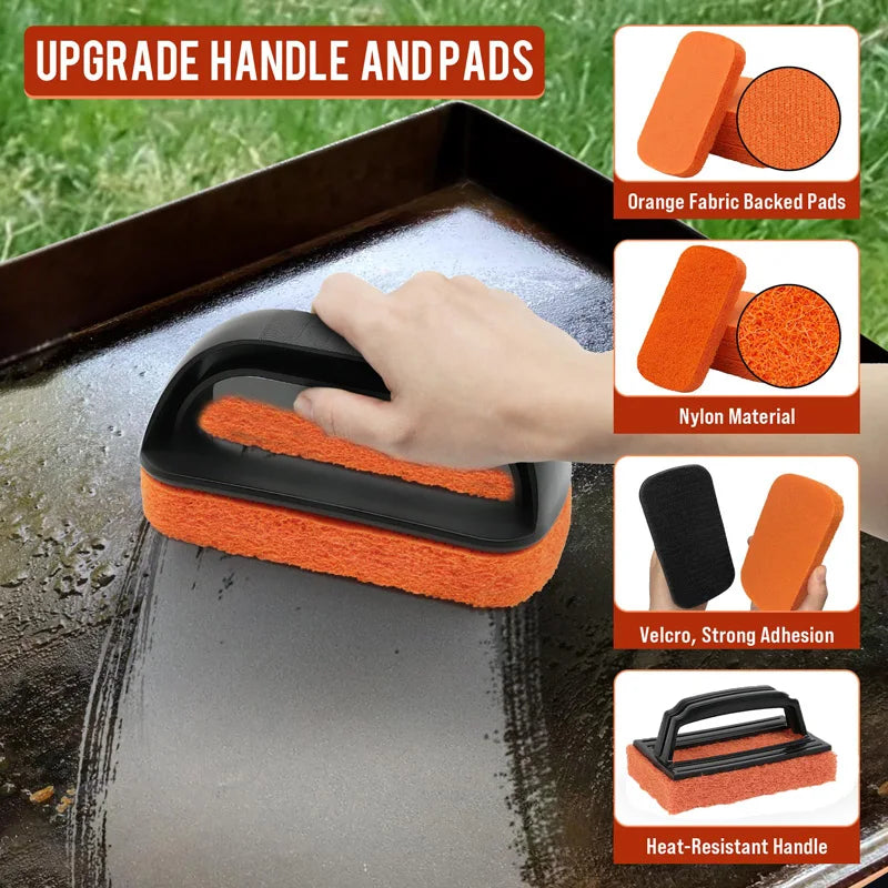 4Pcs/Sets Griddle Cleaning Kit for Blackstone with Griddle Flat Top Grill Accessories Cleaner Tools Set Scraper Scouring Pads