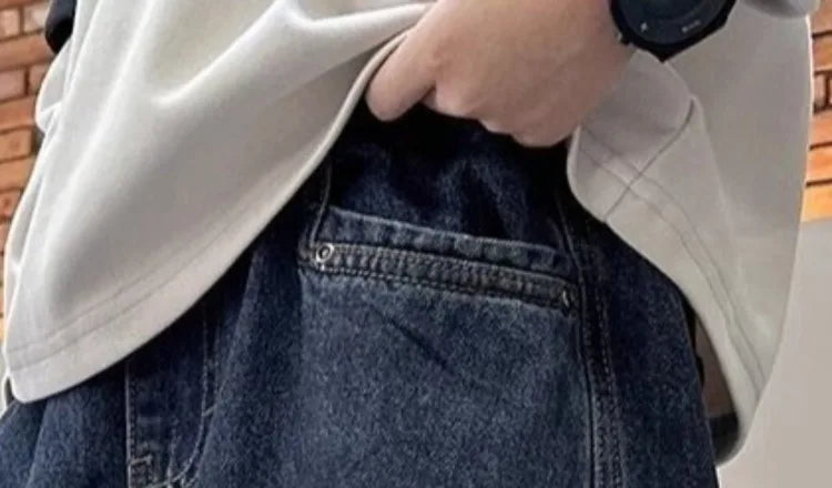 2025 New Boys' Gradient Denim Jeans Straight Leg Loose Fit Wide Pants for Kids Spring/Fall Casual Wear, Trendy & Stylish